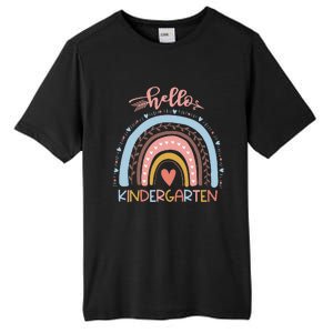 First Day of School Hello Kindergarten Teacher Rainbow  Tall Fusion ChromaSoft Performance T-Shirt