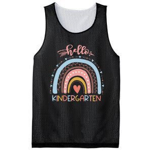 First Day of School Hello Kindergarten Teacher Rainbow  Mesh Reversible Basketball Jersey Tank