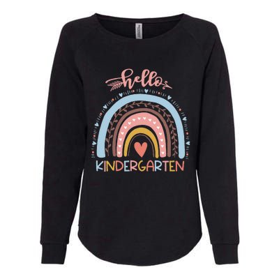 First Day of School Hello Kindergarten Teacher Rainbow  Womens California Wash Sweatshirt