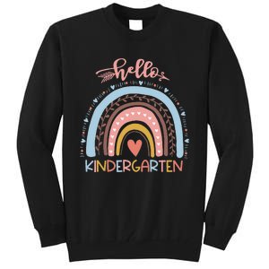 First Day of School Hello Kindergarten Teacher Rainbow  Tall Sweatshirt