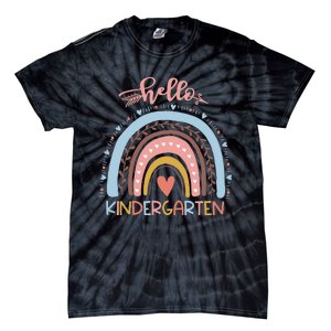 First Day of School Hello Kindergarten Teacher Rainbow  Tie-Dye T-Shirt