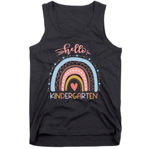 First Day of School Hello Kindergarten Teacher Rainbow  Tank Top