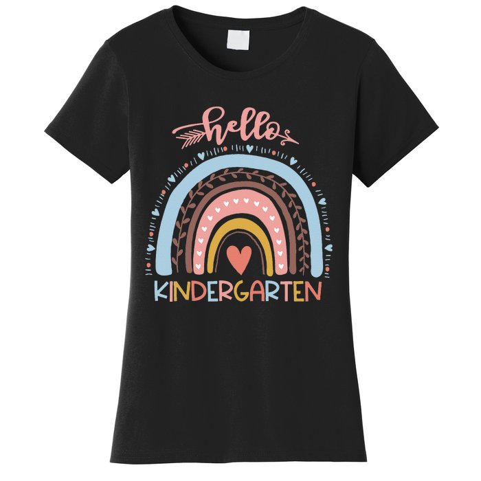 First Day of School Hello Kindergarten Teacher Rainbow  Women's T-Shirt