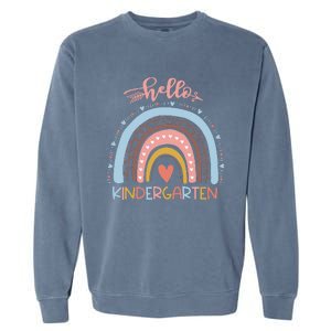 First Day of School Hello Kindergarten Teacher Rainbow  Garment-Dyed Sweatshirt