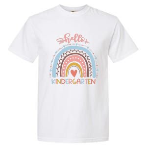 First Day of School Hello Kindergarten Teacher Rainbow  Garment-Dyed Heavyweight T-Shirt