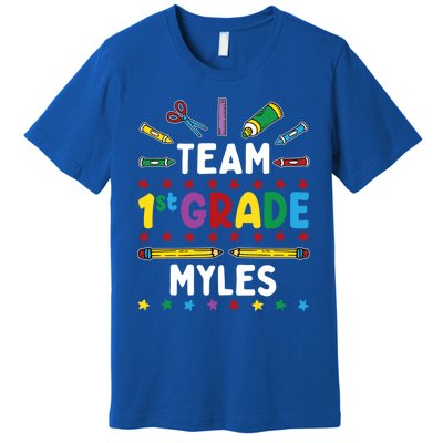 First Day Of School Team 1st Grade Cool Gift Myles Name Group Gift Premium T-Shirt