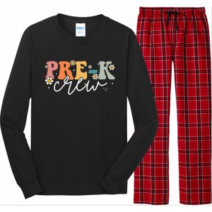 First Day Of Pre K Crew Groovy Back To School Teacher Long Sleeve Pajama Set