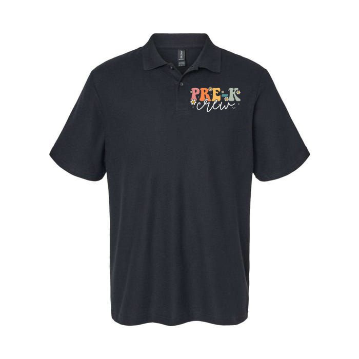 First Day Of Pre K Crew Groovy Back To School Teacher Softstyle Adult Sport Polo