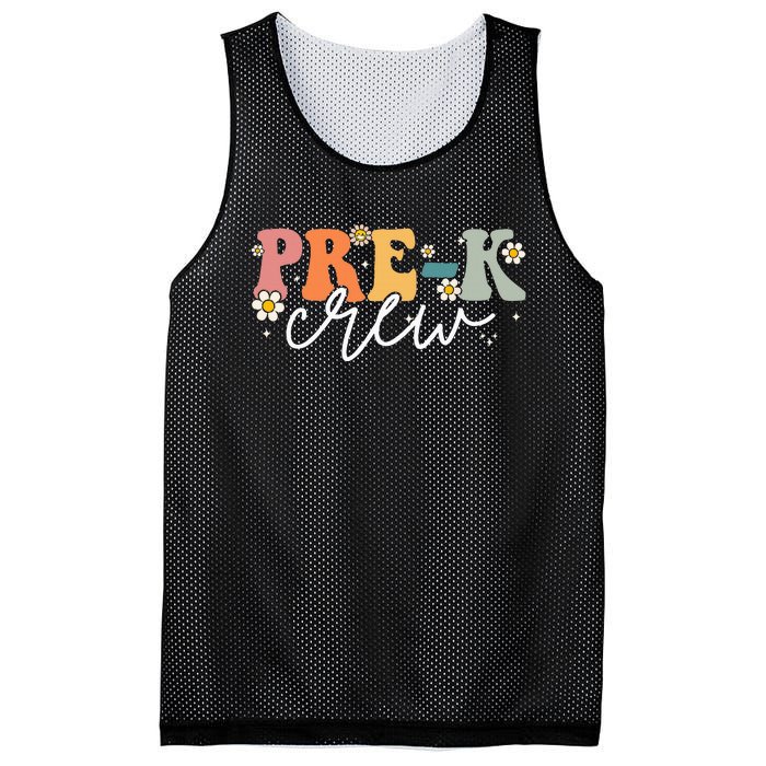 First Day Of Pre K Crew Groovy Back To School Teacher Mesh Reversible Basketball Jersey Tank