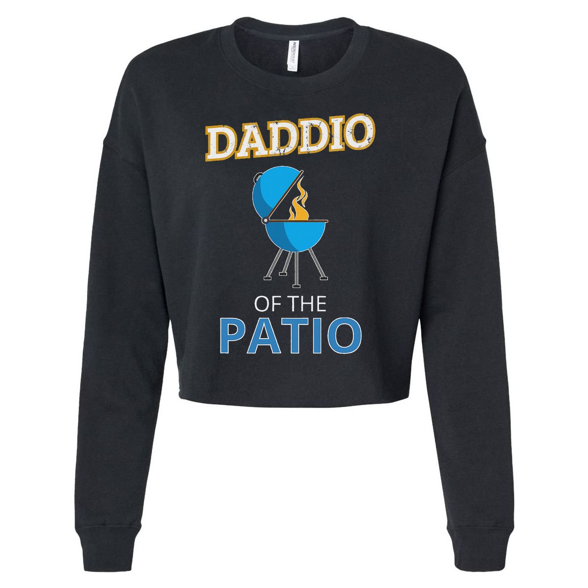 Funny Daddio Of The Patio Fathers Day Bbq Grill Dad Cropped Pullover Crew