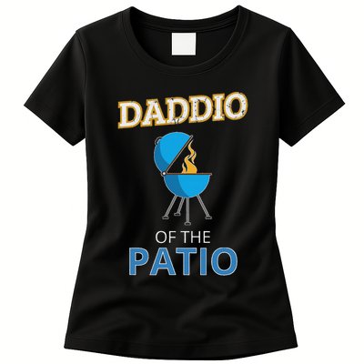 Funny Daddio Of The Patio Fathers Day Bbq Grill Dad Womens T-Shirt
