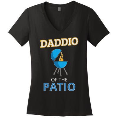 Funny Daddio Of The Patio Fathers Day Bbq Grill Dad Women's V-Neck T-Shirt