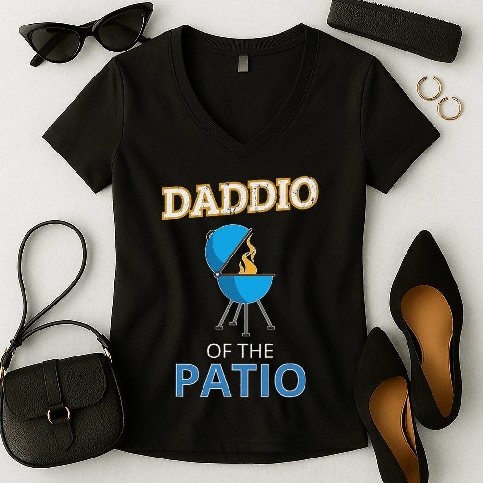 Funny Daddio Of The Patio Fathers Day Bbq Grill Dad Women's V-Neck T-Shirt