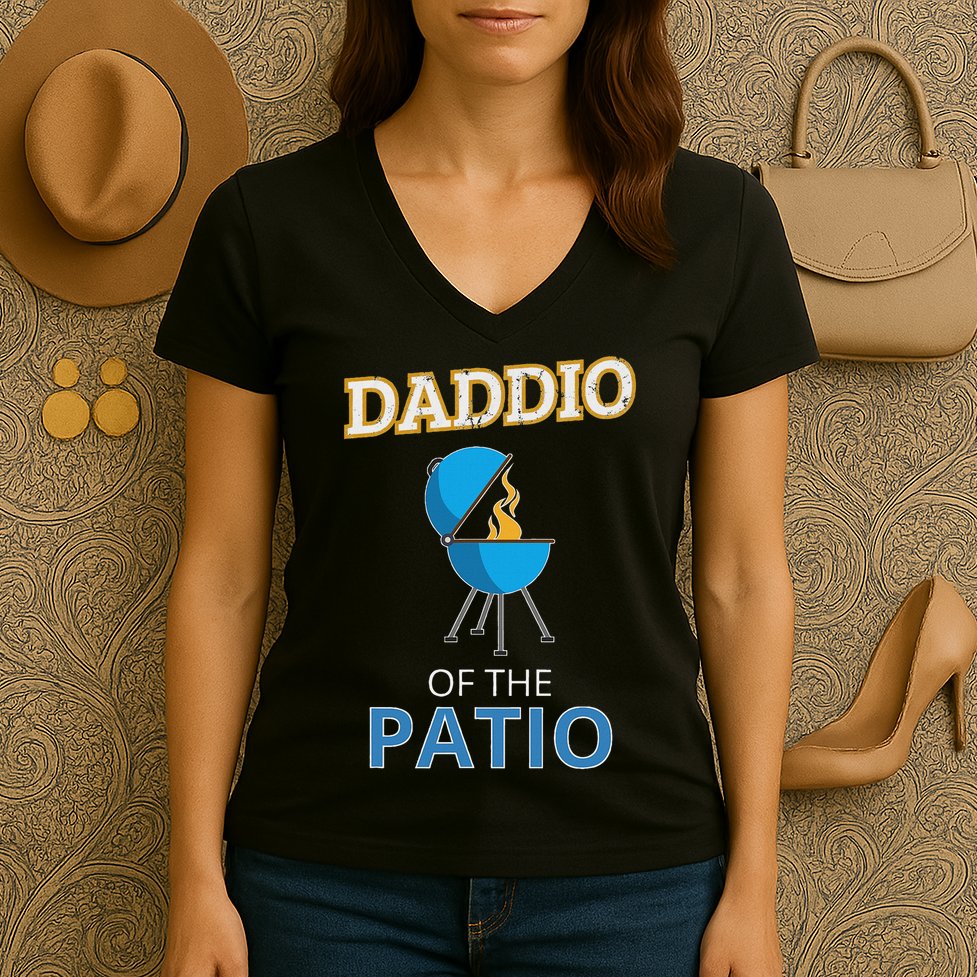 Funny Daddio Of The Patio Fathers Day Bbq Grill Dad Women's V-Neck T-Shirt