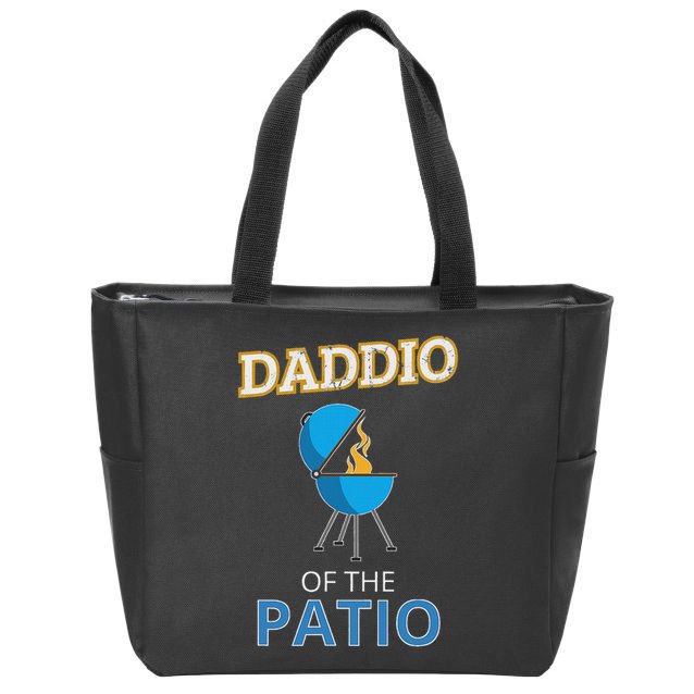Funny Daddio Of The Patio Fathers Day Bbq Grill Dad Zip Tote Bag