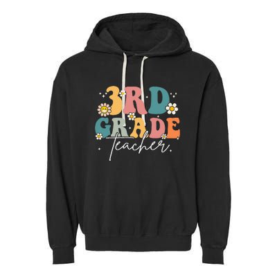 First Day Of 3rd Grade Teacher Team Groovy Back To School Garment-Dyed Fleece Hoodie