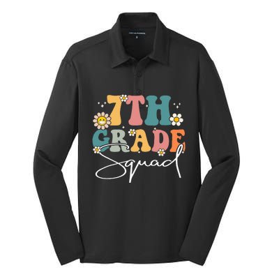 First Day Of 7th Grade Squad Team Back To School Teacher Silk Touch Performance Long Sleeve Polo