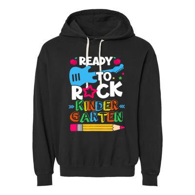 First Day Of Kindergarten Ready To Rock Kindergarten Garment-Dyed Fleece Hoodie