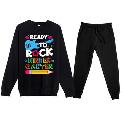 First Day Of Kindergarten Ready To Rock Kindergarten Premium Crewneck Sweatsuit Set