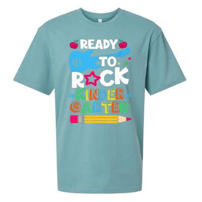 First Day Of Kindergarten Ready To Rock Kindergarten Sueded Cloud Jersey T-Shirt