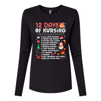 Funny Days Of Nursing Xmas Nurse Christmas Scrub Tops Gift Womens Cotton Relaxed Long Sleeve T-Shirt