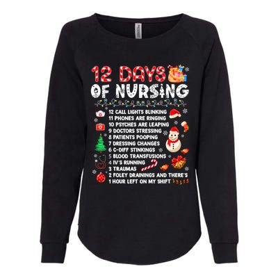 Funny Days Of Nursing Xmas Nurse Christmas Scrub Tops Gift Womens California Wash Sweatshirt