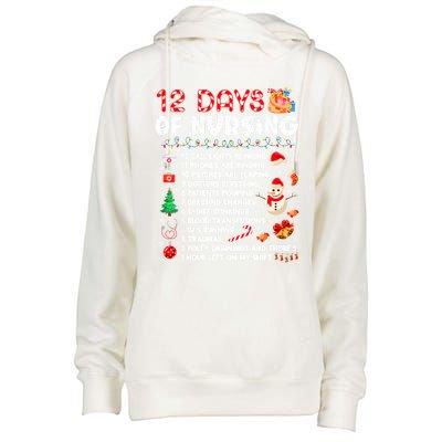 Funny Days Of Nursing Xmas Nurse Christmas Scrub Tops Gift Womens Funnel Neck Pullover Hood