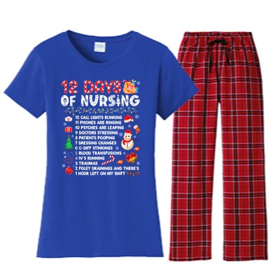 Funny Days Of Nursing Xmas Nurse Christmas Scrub Tops Gift Women's Flannel Pajama Set