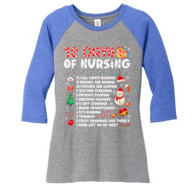 Funny Days Of Nursing Xmas Nurse Christmas Scrub Tops Gift Women's Tri-Blend 3/4-Sleeve Raglan Shirt