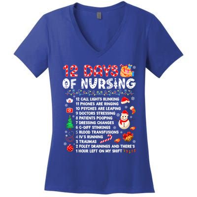 Funny Days Of Nursing Xmas Nurse Christmas Scrub Tops Gift Women's V-Neck T-Shirt