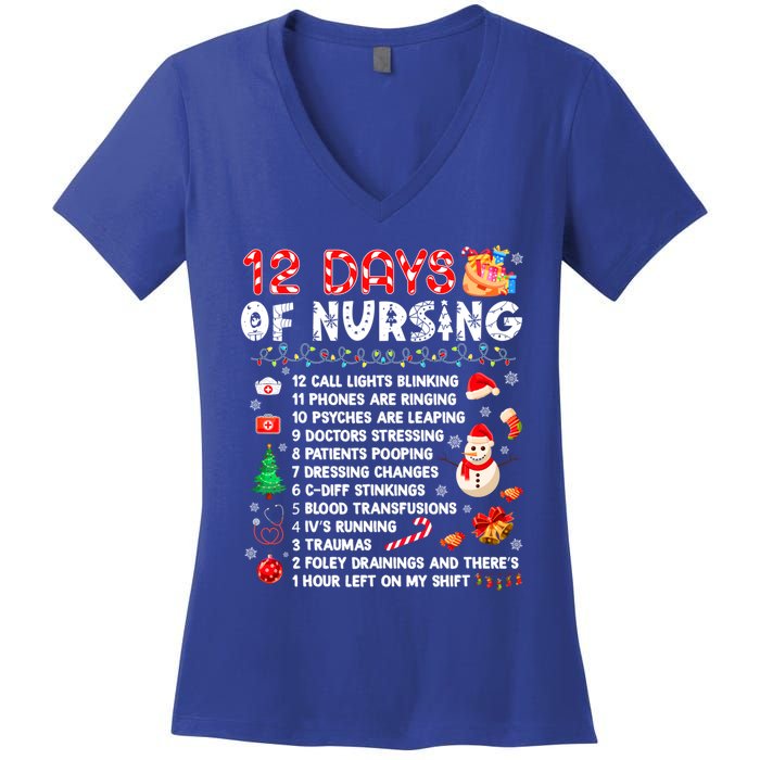 Funny Days Of Nursing Xmas Nurse Christmas Scrub Tops Gift Women's V-Neck T-Shirt