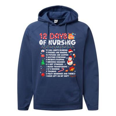 Funny Days Of Nursing Xmas Nurse Christmas Scrub Tops Gift Performance Fleece Hoodie