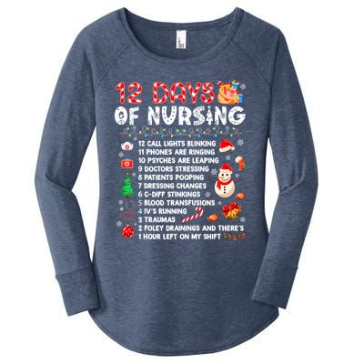 Funny Days Of Nursing Xmas Nurse Christmas Scrub Tops Gift Women's Perfect Tri Tunic Long Sleeve Shirt