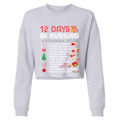 Funny Days Of Nursing Xmas Nurse Christmas Scrub Tops Gift Cropped Pullover Crew