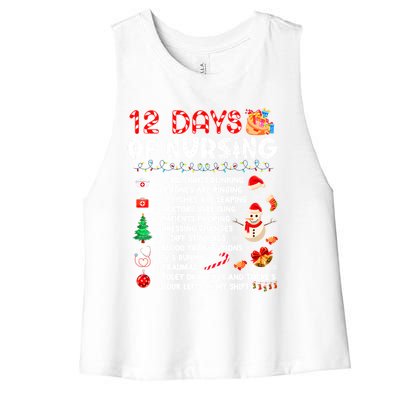 Funny Days Of Nursing Xmas Nurse Christmas Scrub Tops Gift Women's Racerback Cropped Tank