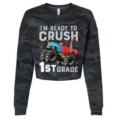 First Day Of First Grade IM Ready To Crush 1st Grade Boy Gift Cropped Pullover Crew