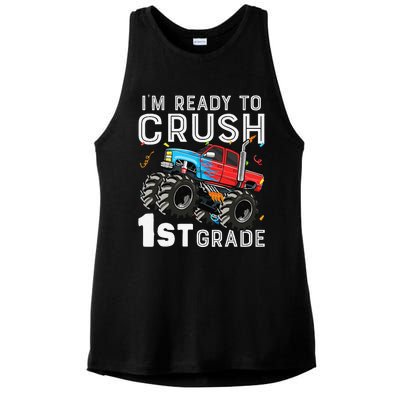 First Day Of First Grade IM Ready To Crush 1st Grade Boy Gift Ladies PosiCharge Tri-Blend Wicking Tank