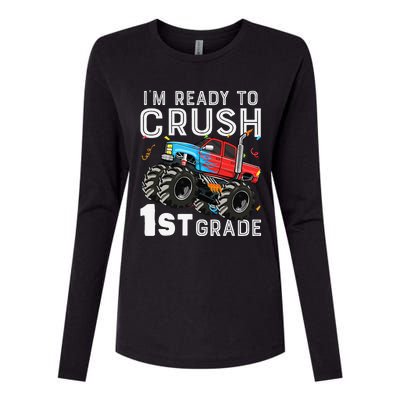 First Day Of First Grade IM Ready To Crush 1st Grade Boy Gift Womens Cotton Relaxed Long Sleeve T-Shirt