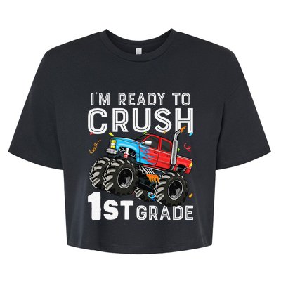 First Day Of First Grade IM Ready To Crush 1st Grade Boy Gift Bella+Canvas Jersey Crop Tee