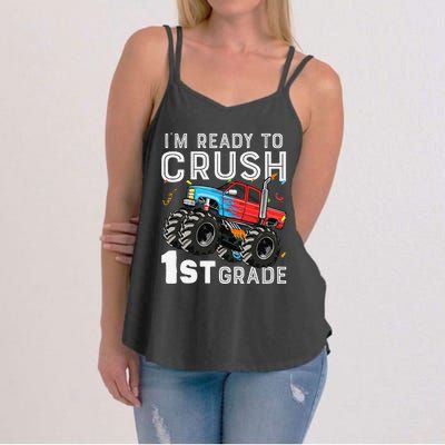 First Day Of First Grade IM Ready To Crush 1st Grade Boy Gift Women's Strappy Tank