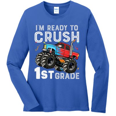 First Day Of First Grade IM Ready To Crush 1st Grade Boy Gift Ladies Long Sleeve Shirt