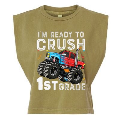 First Day Of First Grade IM Ready To Crush 1st Grade Boy Gift Garment-Dyed Women's Muscle Tee