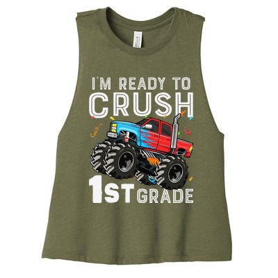 First Day Of First Grade IM Ready To Crush 1st Grade Boy Gift Women's Racerback Cropped Tank