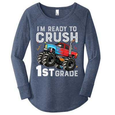 First Day Of First Grade IM Ready To Crush 1st Grade Boy Gift Women's Perfect Tri Tunic Long Sleeve Shirt