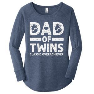 Funny Dad Of Twins Classic Overachiever Cool Twin Dad Gift Women's Perfect Tri Tunic Long Sleeve Shirt