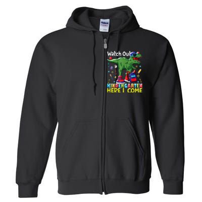 First Day Of Kindergarten Here I Come Dinosaur Boy Kids Full Zip Hoodie