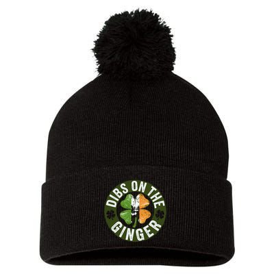 Funny Dibs On The Ginger St. Patrick’S Day Shamrock Pom Pom 12in Knit Beanie