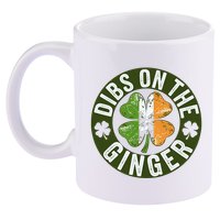 Funny Dibs On The Ginger St. Patrick’S Day Shamrock 11oz C Handle Ceramic Mug