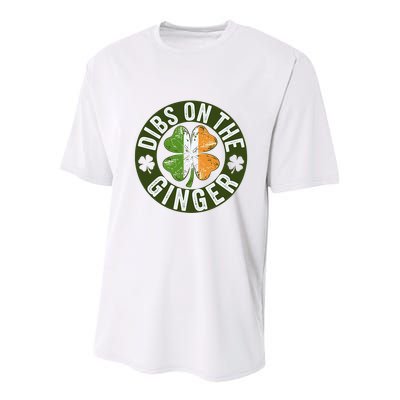 Funny Dibs On The Ginger St. Patrick’S Day Shamrock Youth Performance Sprint T-Shirt