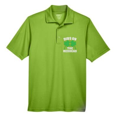 Funny Dibs On The Redhead For St Patricks Day Party Men's Origin Performance Pique Polo